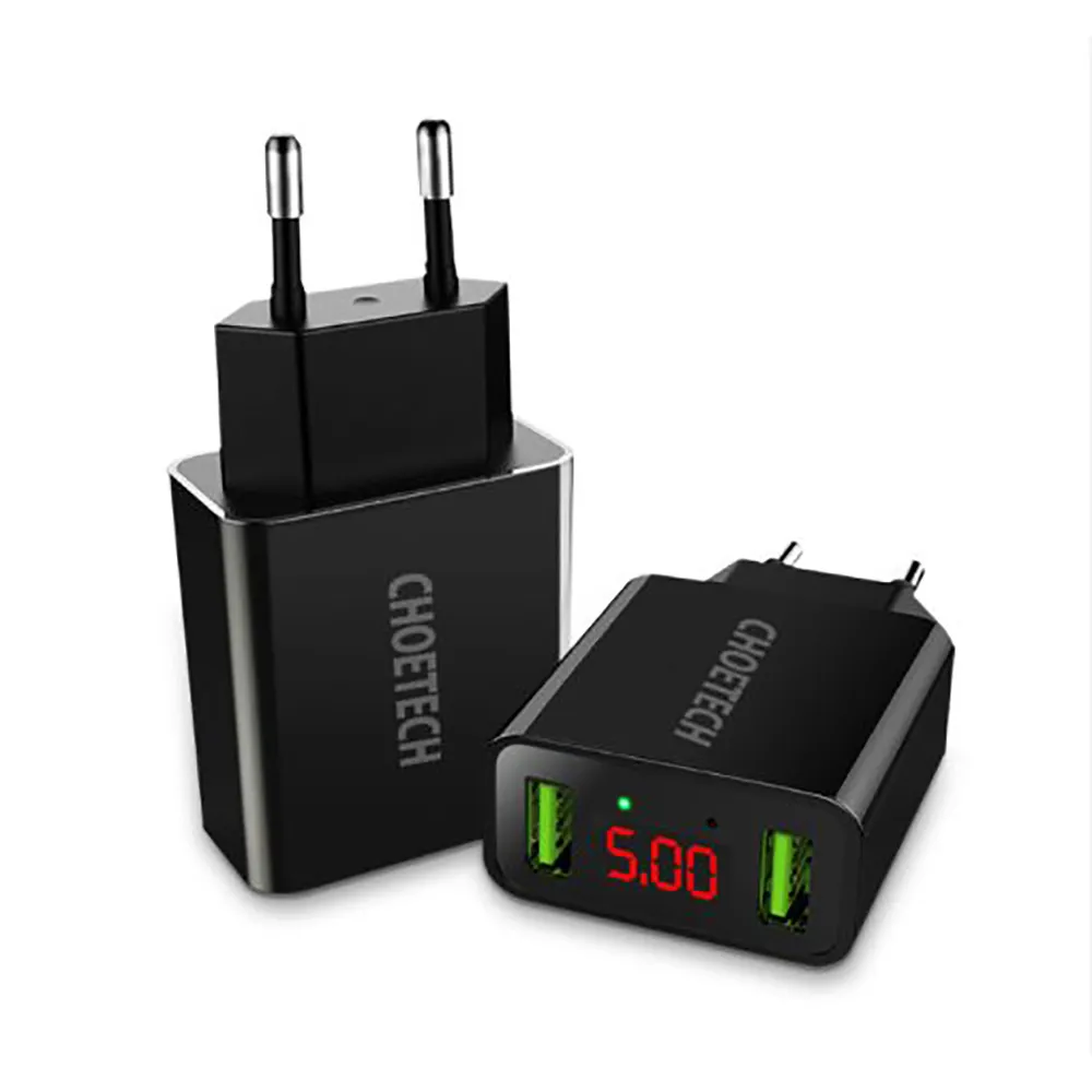 Choetech 2-Port Usb Wall Charger With Digital Display - C0028