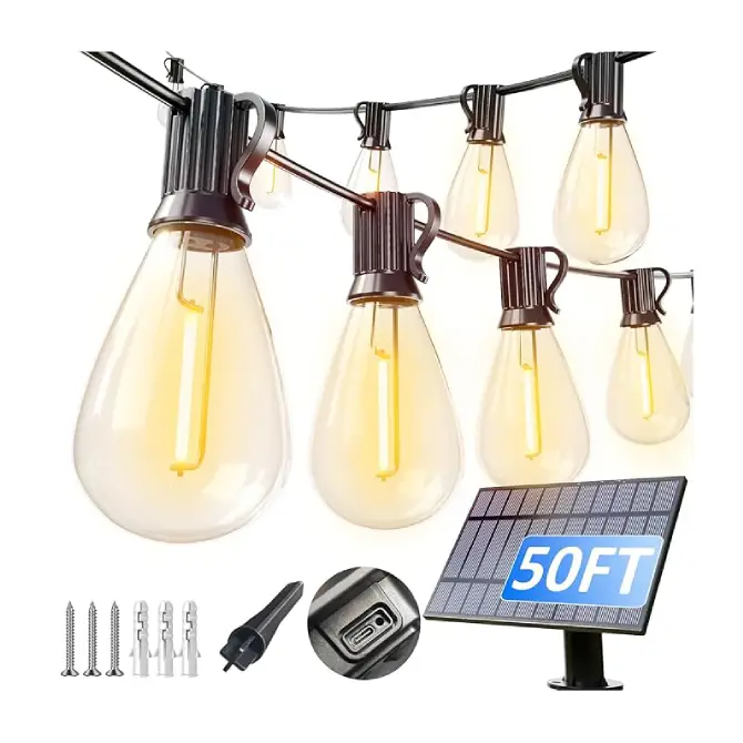 luckystyle 50FT Solar String Lights